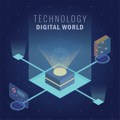 Technology digital world concept poster Vector