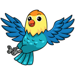 Cute parblue opaline lovebird cartoon flying