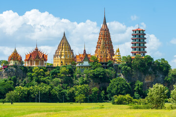 Beautiful landscape Tiger cave temple or Wat Tham Suea in Kanchanaburi Thailand