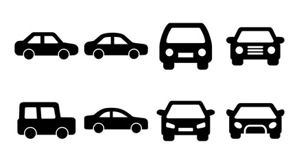 Car icon set illustration. car sign and symbol. small sedan