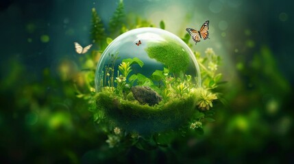 Obraz na płótnie Canvas Illustration image, Nature and Sustainability, Eco-friendly Living and conservation, Concept art of Earth and animal life in different environments, Generative AI illustration