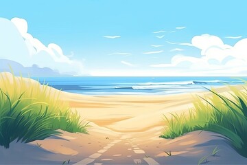 Illustration Vacation Background With Copyspace Generative AI