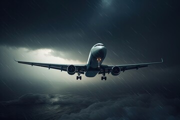 Airplane Flying In Storm Generative AI