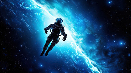 Fototapeta na wymiar Astronaunt Floating Through Endless Galaxy