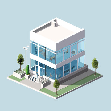 Clinic Building Isometric Vector Flat Isolated Illustration