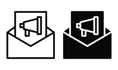 E-mail marketing icon with outline and glyph style.