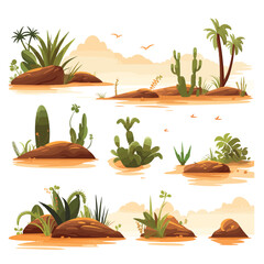 desert set vector flat minimalistic isolated illustration