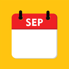  calender icon, september icon with yellow background