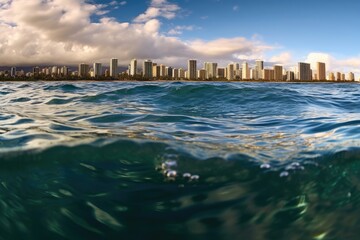 Hawaii Water Wide Angle View Background Generative AI
