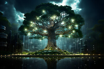 Technology tree in the night