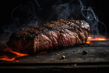 Beef steak on fire