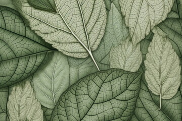 Naklejka na ściany i meble textile repeat pattern of green leaf