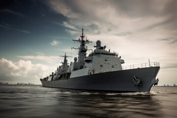Fototapeta na wymiar warship on the sea