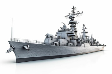 warship on white background