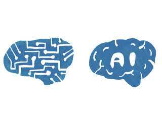 AI脳の手書き水彩風イラストセット　2種類