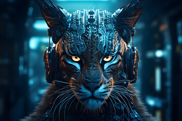 Cyber punk tiger in the night