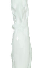 Daily Milk white lotion droplet fly splashing. Milk cream pour float to mid air. Moisturizer lotion explosion spill. White background isolated high speed shutter freeze