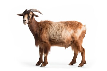 Fototapeta premium portrait Toggenburg goat isolated on white made with Generative AI