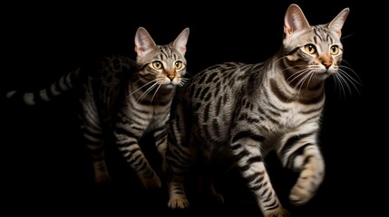 Fototapeta na wymiar Graceful Egyptian Mau Cats in Motion