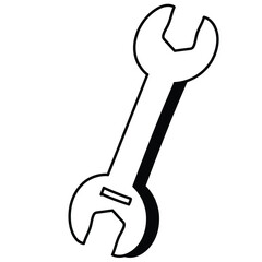 end wrench enginering tools hand drawn vector element