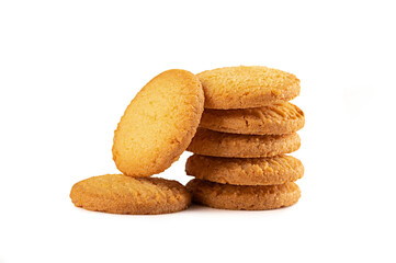 Homemade shortbread cookies isolated on white background.