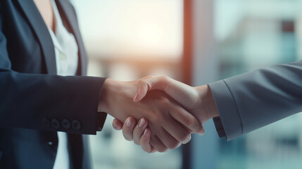 business women handshake with blur background