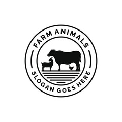 Farm animals logo design vector. Livestock logo vector