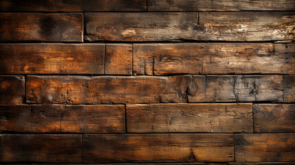 Plakat The old wooden backdrop. Each wooden plank bears the marks of time, The warm tones of the old wooden backdrop, making it an ideal backdrop for designing and creating a distinct visual atmosphere.
