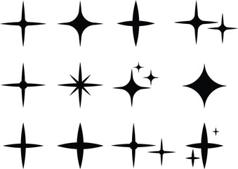Obraz premium Black Sparkle icons , Star icons. Twinkling stars. Shining burst. Vector illustration