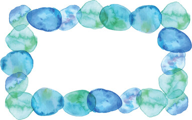 水彩画。水彩タッチの夏のインクベクターフレーム。手書き水彩の涼しげな夏テクスチャ。
