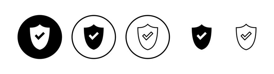 Shield check mark logo icons set. Protection approve sign. Safe icon vector