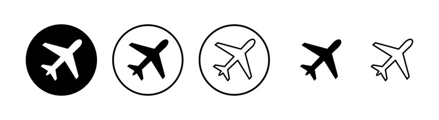 Plane icons set. Aeroplane vector icon. Flight transport symbol. Travel element illustration. Holiday symbol. Airplane
