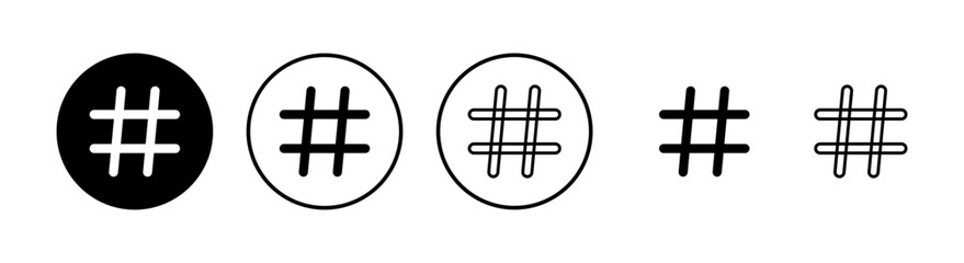 Hashtag icons set. black hashtag icon