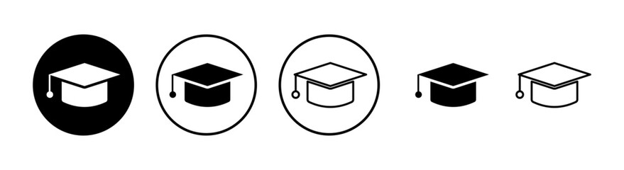 Education icons set. Graduation cap icon. Graduate. Students cap
