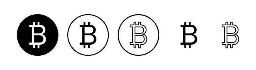 Bitcoin sign icons set. Crypto currency symbol. Blockchain. Cryptocurrency