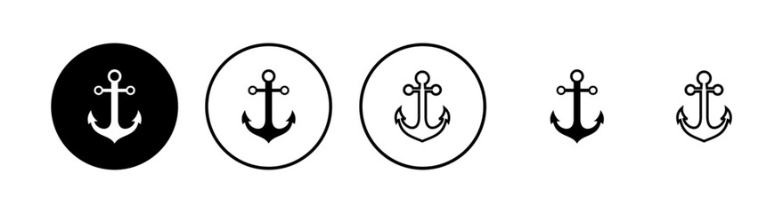 Anchor icons set. Anchor symbol logo. Anchor marine icon.