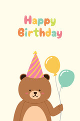 Obraz na płótnie Canvas bear animal birthday greeting card