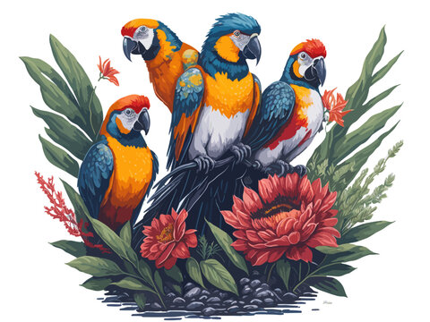 parrots on a branch