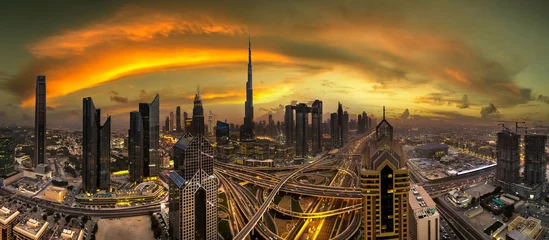 Wall murals Burj Khalifa Aerial view of downtown Dubai