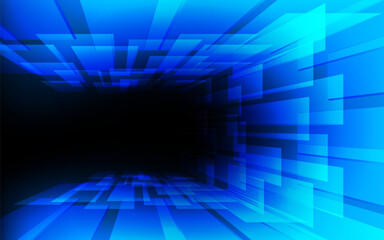 Abstract dynamic motion blur blue background with fractal move shapes. Speed motion design Technology.