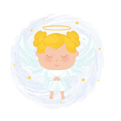Isolated cute female angel character Vector illustration