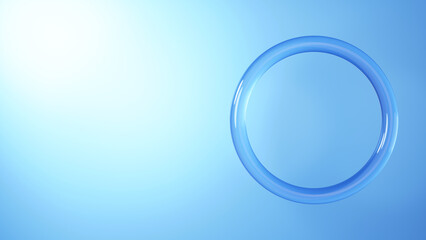 水のような青色の円。背景素材。青色背景。（横長）