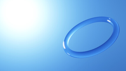 水のような青色の円。背景素材。青色背景。（横長）