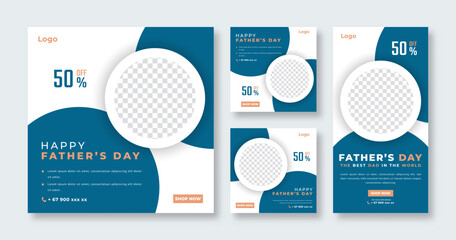 Father's Day Social Media Post for Online Marketing Promotion Banner, Story and Web Internet Ads Flyer