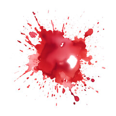 Fototapeta na wymiar Dark Red Colored Ink Splatter on Transparent background.