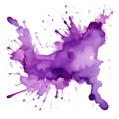 Purple Colored Ink Splatter on Transparent background.