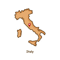 Hand Drawn Map of Italy with Brown Color. Modern Simple Line Cartoon Design. Good Used for Infographics and Presentations - EPS 10 Vector