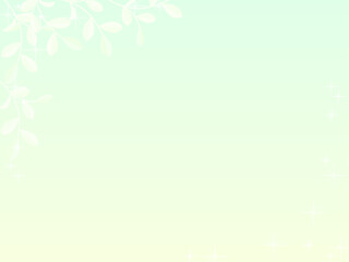 淡いグリーンにキラキラと透明感のある葉っぱが綺麗な背景イラスト