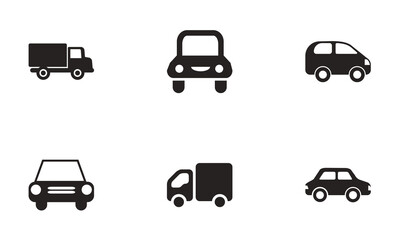 car and truck icon vector. set car