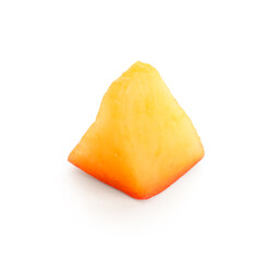 Piece of ripe apricot isolated on white background